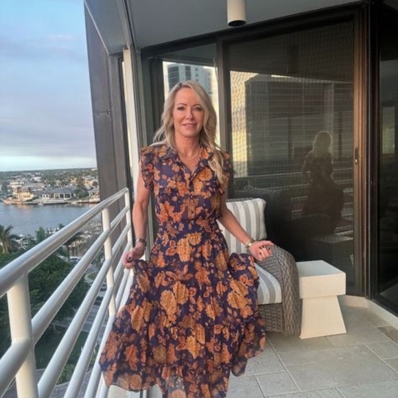 Misa Los Angeles Dresses & Skirts - Misa Tina Dress Blue Marigold Floral